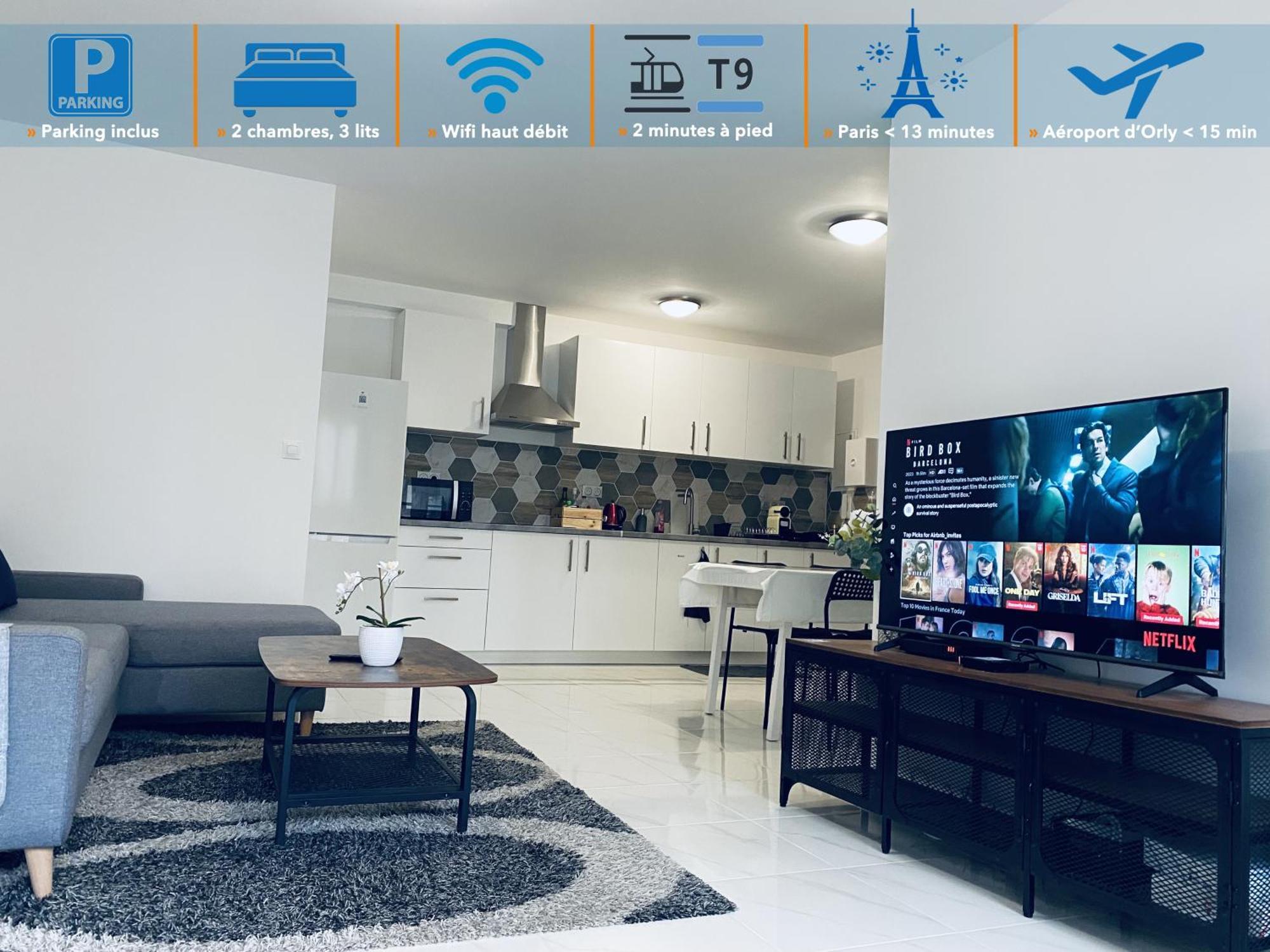 Appartement Parisien Neuf, Moderne Avec Une Grande Salon, 2 Chambres, 4 Lits, Parking Gratuit, 15Min De Paris Et 13 Min Aeroport Orly Vitry-sur-Seine Exterior photo
